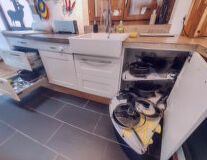 floor, sink, indoor, kitchen, home appliance, kitchen appliance, countertop